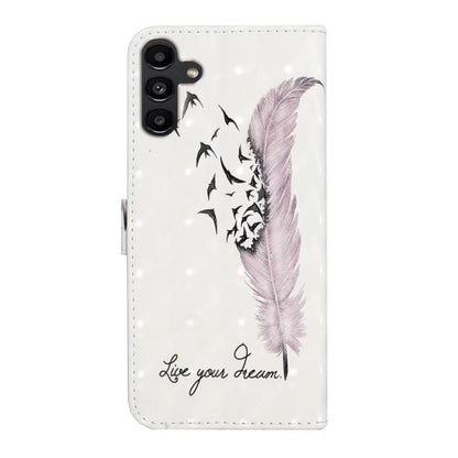 For Samsung Galaxy S25 5G Oil Embossed 3D Drawing Leather Phone Case(Feather) - Galaxy S25 5G Cases by buy2fix | Online Shopping UK | buy2fix