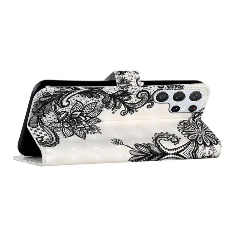 For Samsung Galaxy S25 Ultra 5G Oil Embossed 3D Drawing Leather Phone Case(Lace Flower) - Galaxy S25 Ultra 5G Cases by buy2fix | Online Shopping UK | buy2fix