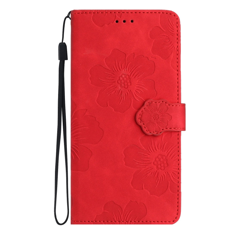 For Samsung Galaxy S25 Ultra 5G Flower Embossing Pattern Leather Phone Case(Red) - Galaxy S25 Ultra 5G Cases by buy2fix | Online Shopping UK | buy2fix