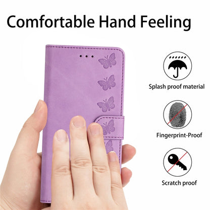 For Samsung Galaxy S25 5G Seven Butterflies Embossed Leather Phone Case(Purple) - Galaxy S25 5G Cases by buy2fix | Online Shopping UK | buy2fix