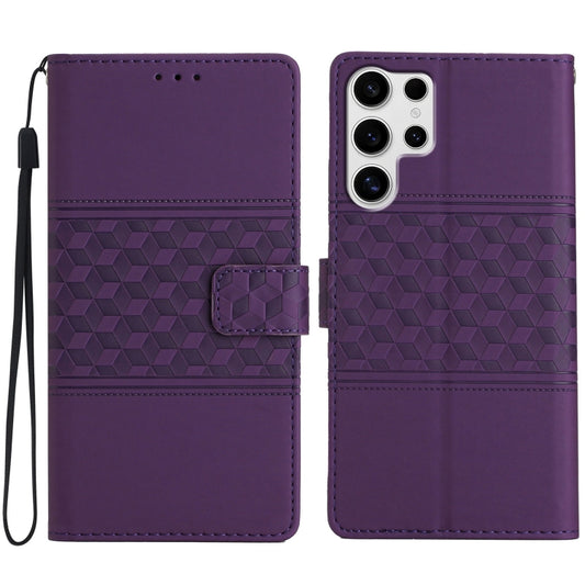 For Samsung Galaxy S25 Ultra 5G Diamond Embossed Skin Feel Leather Phone Case(Purple) - Galaxy S25 Ultra 5G Cases by buy2fix | Online Shopping UK | buy2fix