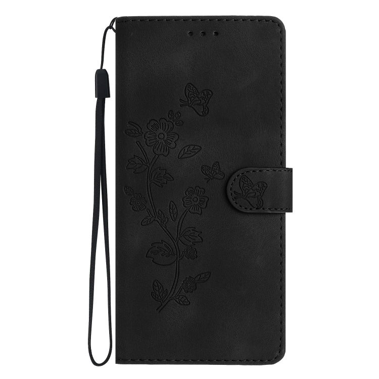 For Samsung Galaxy S25 Ultra 5G Flower Butterfly Embossing Pattern Leather Phone Case(Black) - Galaxy S25 Ultra 5G Cases by buy2fix | Online Shopping UK | buy2fix