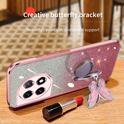 For OnePlus 11 Plated Gradient Glitter Butterfly Holder TPU Phone Case(Black) - OnePlus Cases by buy2fix | Online Shopping UK | buy2fix