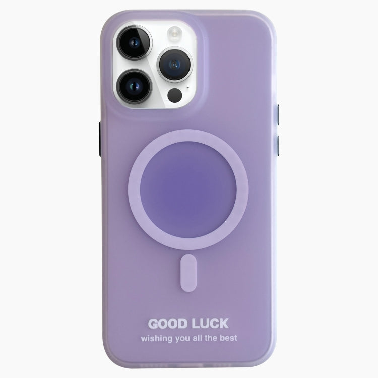 For iPhone 14 Pro Double-Layer Frosted IMD Macaron Color MagSafe Phone Case(Purple) - iPhone 14 Pro Cases by buy2fix | Online Shopping UK | buy2fix