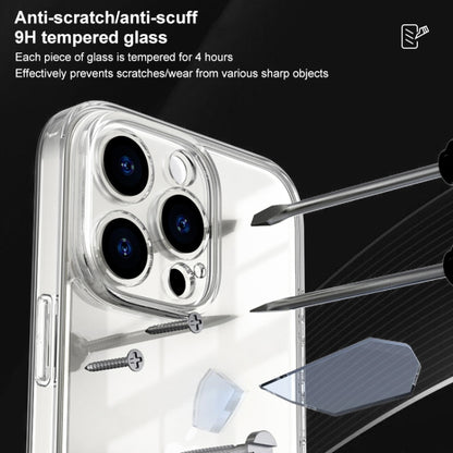 For iPhone 16 Four Corner Airbag Transparent Glass Phone Case - iPhone 16 Cases by buy2fix | Online Shopping UK | buy2fix