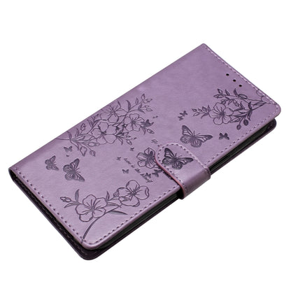 For iPhone 16 Plus Butterflies and Flowers Leather Phone Case(Purple) - iPhone 16 Plus Cases by buy2fix | Online Shopping UK | buy2fix