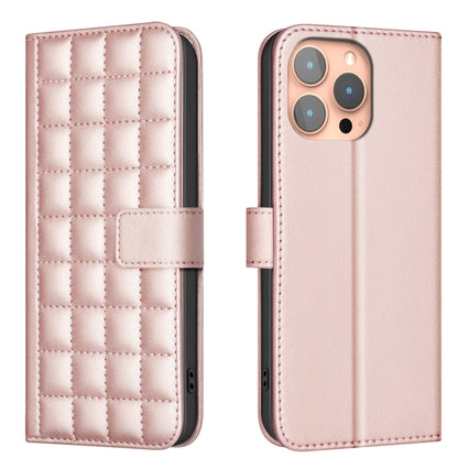 For iPhone 16 Pro Square Texture Leather Phone Case(Rose Gold) - iPhone 16 Pro Cases by buy2fix | Online Shopping UK | buy2fix