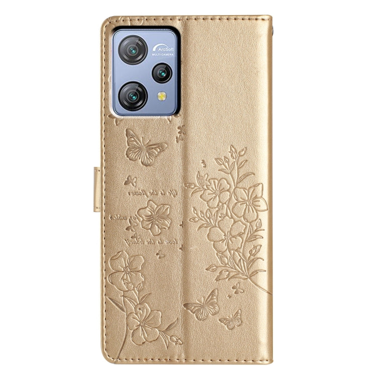 For Blackview A53 / A53 Pro Butterflies and Flowers Leather Phone Case(Gold) - More Brand by buy2fix | Online Shopping UK | buy2fix