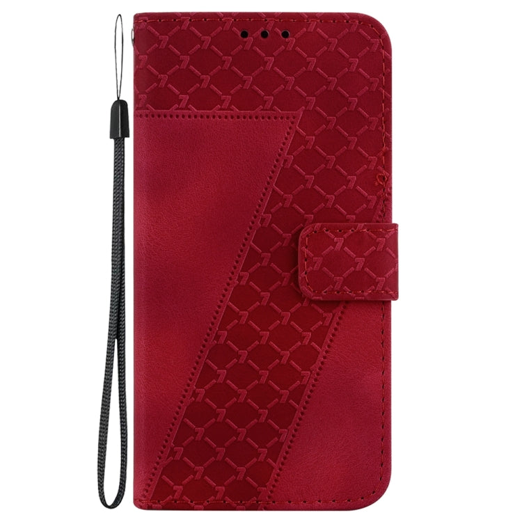 For Samsung Galaxy S25 Ultra 5G Seven-shaped Embossed Leather Phone Case(Red) - Galaxy S25 Ultra 5G Cases by buy2fix | Online Shopping UK | buy2fix