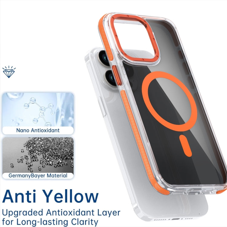 For iPhone 16 Magsafe Dual-Color Transparent Black Full Coverage Phone Case(Orange) - iPhone 16 Cases by buy2fix | Online Shopping UK | buy2fix