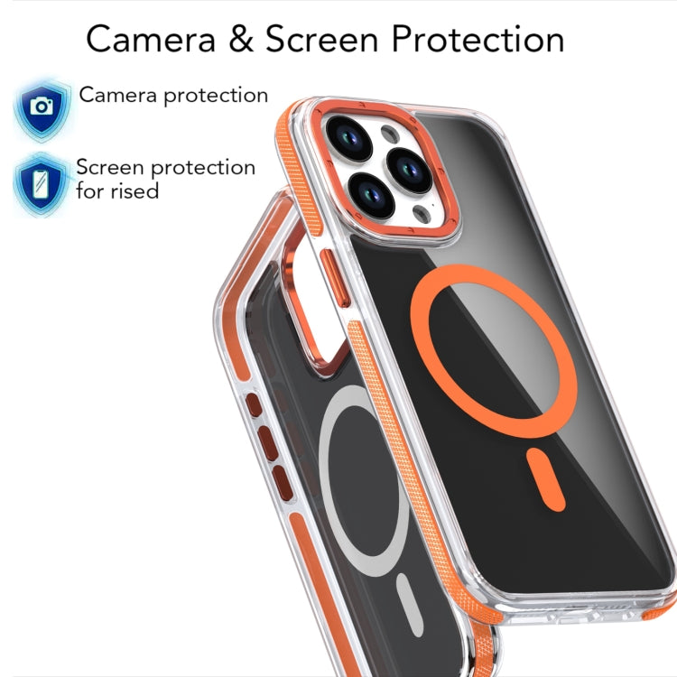 For iPhone 15 Plus Magsafe Dual-Color Transparent Black Full Coverage Phone Case(Orange) - iPhone 15 Plus Cases by buy2fix | Online Shopping UK | buy2fix