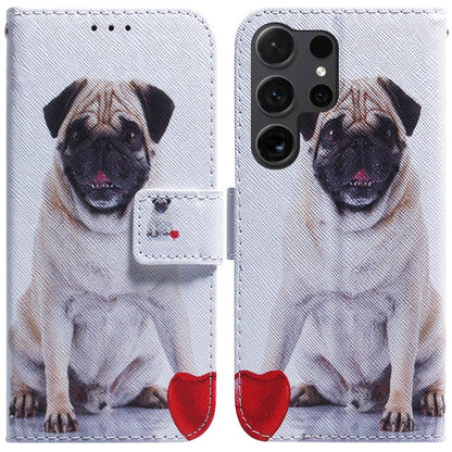 For Samsung Galaxy S25 Ultra 5G Coloured Drawing Flip Leather Phone Case(Pug) - Galaxy S25 Ultra 5G Cases by buy2fix | Online Shopping UK | buy2fix