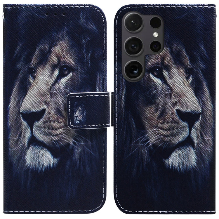 For Samsung Galaxy S25 Ultra 5G Coloured Drawing Flip Leather Phone Case(Lion) - Galaxy S25 Ultra 5G Cases by buy2fix | Online Shopping UK | buy2fix