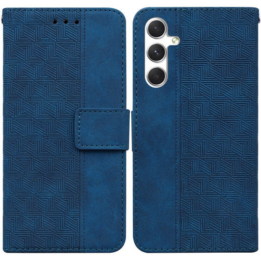 For Samsung Galaxy S25 5G Geometric Embossed Leather Phone Case(Blue) - Galaxy S25 5G Cases by buy2fix | Online Shopping UK | buy2fix