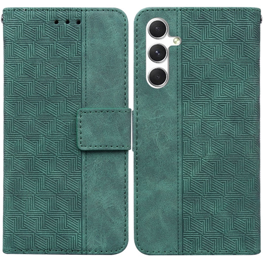 For Samsung Galaxy S25 5G Geometric Embossed Leather Phone Case(Green) - Galaxy S25 5G Cases by buy2fix | Online Shopping UK | buy2fix