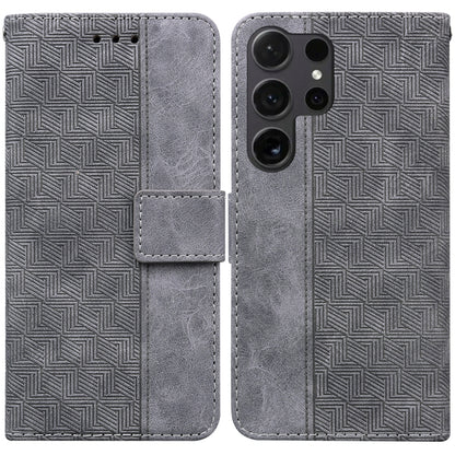 For Samsung Galaxy S25 Ultra 5G Geometric Embossed Leather Phone Case(Grey) - Galaxy S25 Ultra 5G Cases by buy2fix | Online Shopping UK | buy2fix