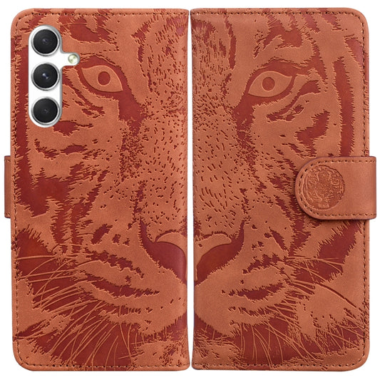 For Samsung Galaxy S25+ 5G Tiger Embossing Pattern Flip Leather Phone Case(Brown) - Galaxy S25+ 5G Cases by buy2fix | Online Shopping UK | buy2fix