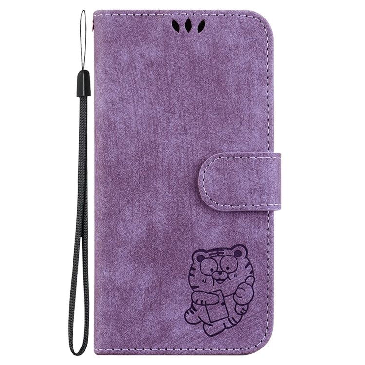 For Samsung Galaxy S25 5G Little Tiger Embossed Leather Phone Case(Purple) - Galaxy S25 5G Cases by buy2fix | Online Shopping UK | buy2fix