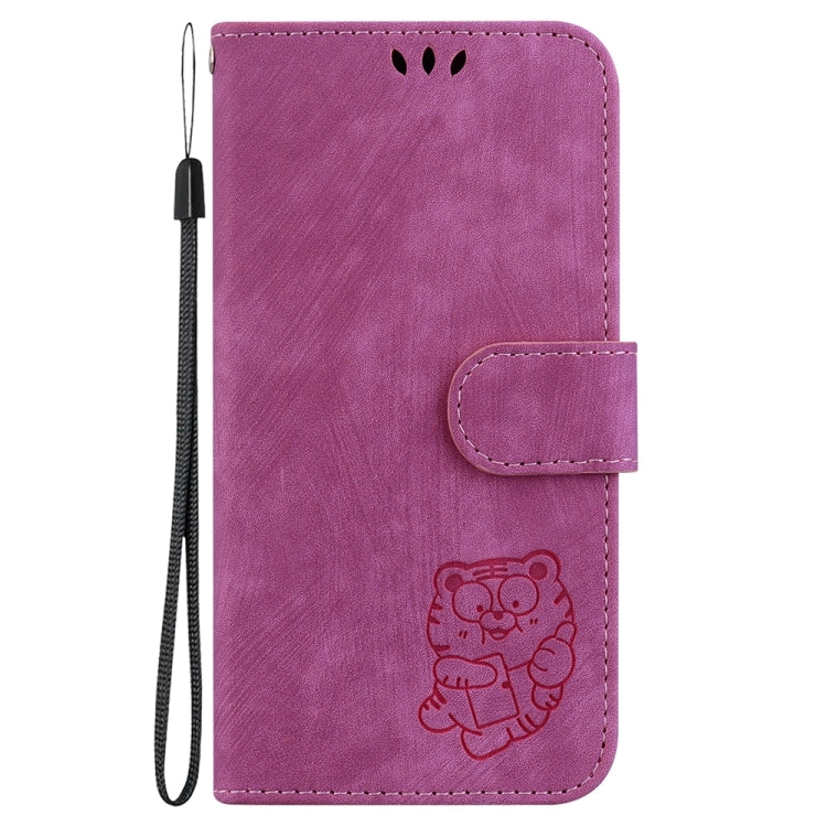 For Samsung Galaxy S25 5G Little Tiger Embossed Leather Phone Case(Rose Red) - Galaxy S25 5G Cases by buy2fix | Online Shopping UK | buy2fix