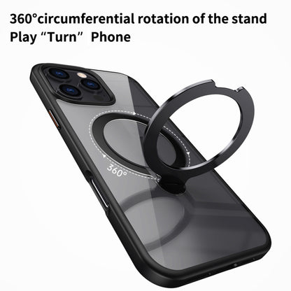 For iPhone 16 Plus Transparent MagSafe Magnetic Rotating Ring Holder Phone Case(Grey) - iPhone 16 Plus Cases by buy2fix | Online Shopping UK | buy2fix