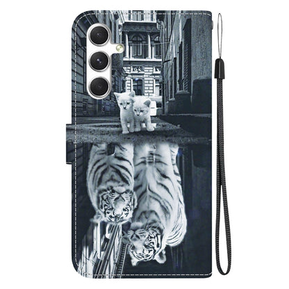 For Samsung Galaxy S25 5G Crystal Texture Colored Drawing Leather Phone Case(Cat Tiger Reflection) - Galaxy S25 5G Cases by buy2fix | Online Shopping UK | buy2fix