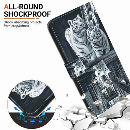 For Samsung Galaxy S25 5G Crystal Texture Colored Drawing Leather Phone Case(Cat Tiger Reflection) - Galaxy S25 5G Cases by buy2fix | Online Shopping UK | buy2fix