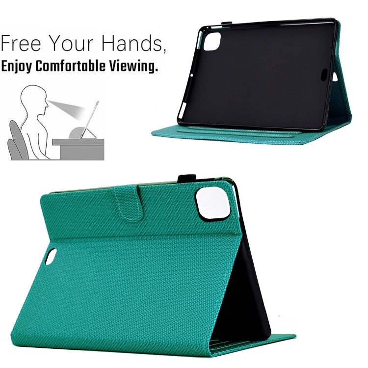 For iPad Air 11 2024 Solid Color Fiber Texture Smart Tablet Leather Case(Lake Green) - iPad Air 11 2024 Cases by buy2fix | Online Shopping UK | buy2fix