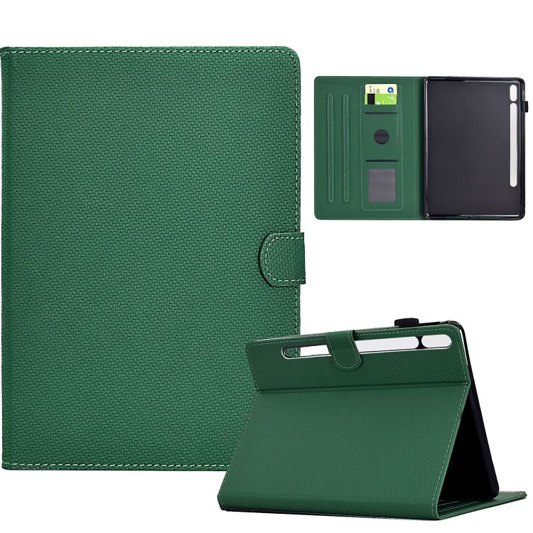 For Samsung Galaxy Tab S9 / S9 FE Solid Color Fiber Texture Smart Tablet Leather Case(Green) - Galaxy Tab S9 Cases by buy2fix | Online Shopping UK | buy2fix