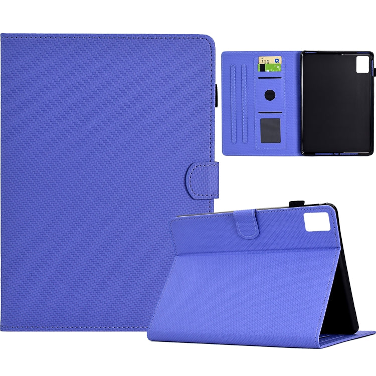 For Lenovo Tab M11 / Xiaoxin Pad 2024 Solid Color Fiber Texture Smart Tablet Leather Case(Purple) - Lenovo by buy2fix | Online Shopping UK | buy2fix