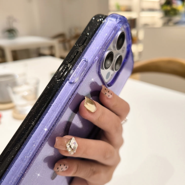 For iPhone 14 Pro Glitter Powder TPU Hybrid PC MagSafe Phone Case(Purple) - iPhone 14 Pro Cases by buy2fix | Online Shopping UK | buy2fix