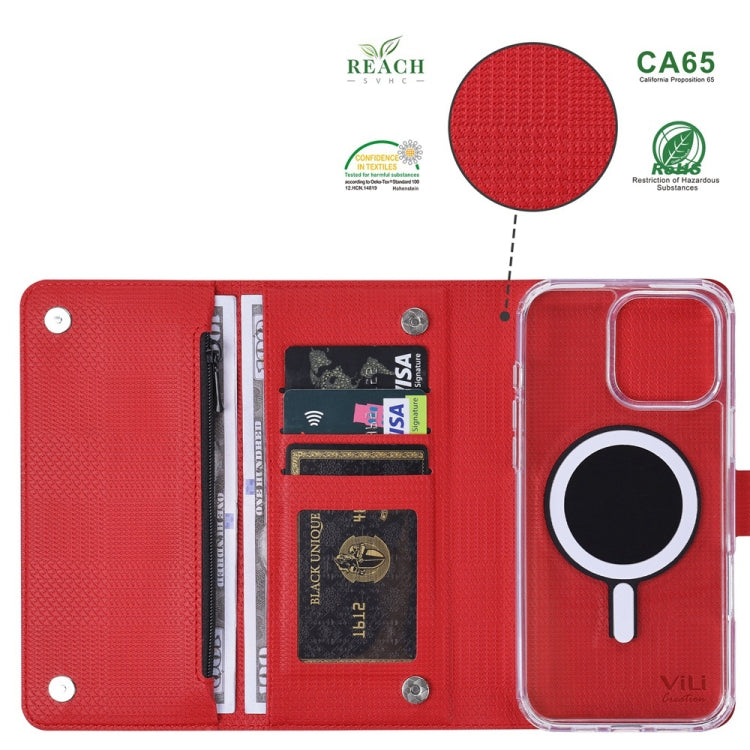 For iPhone 15 Pro Max ViLi GHB-C Series RFID MagSafe Magnetic Flip Leather Phone Case(Red) - iPhone 15 Pro Max Cases by ViLi | Online Shopping UK | buy2fix