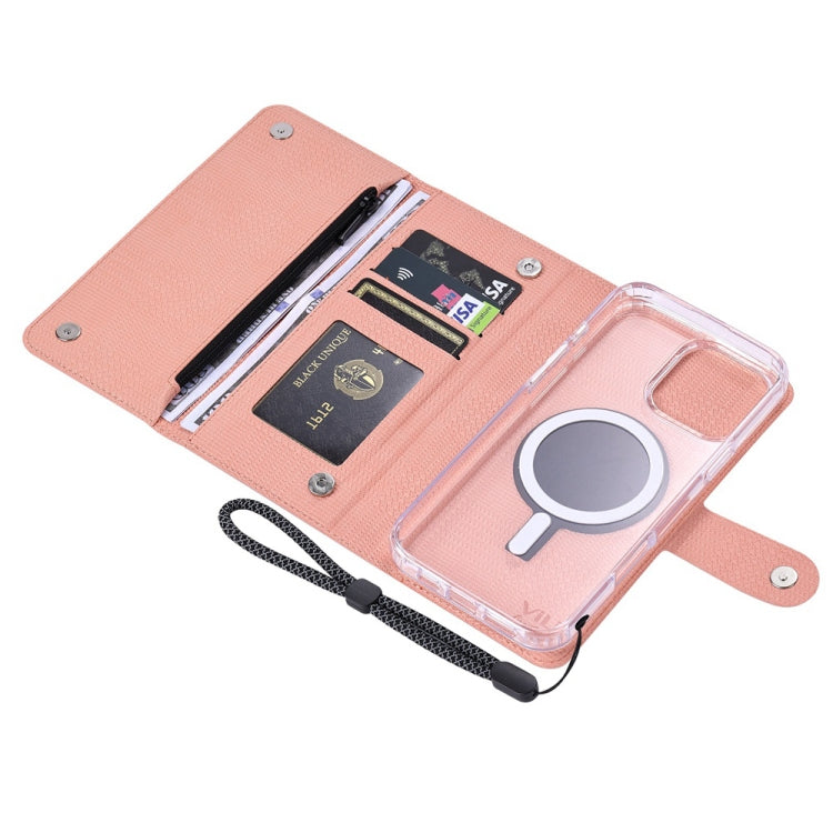 For iPhone 14 Pro Max ViLi GHB-C Series RFID MagSafe Magnetic Flip Leather Phone Case(Pink) - iPhone 14 Pro Max Cases by ViLi | Online Shopping UK | buy2fix