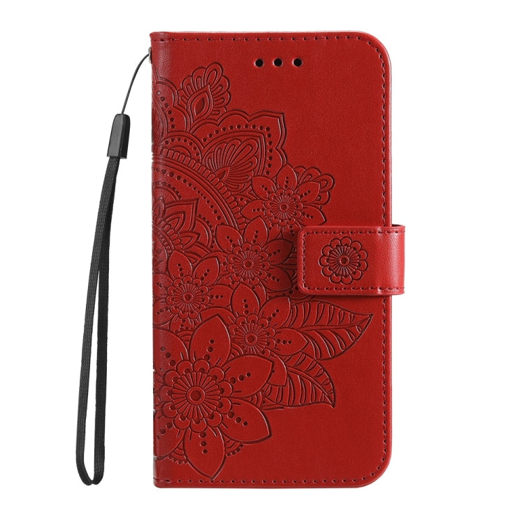 For Samsung Galaxy S25 Ultra 5G Seven-petal Flowers Embossing Leather Phone Case(Red) - Galaxy S25 Ultra 5G Cases by buy2fix | Online Shopping UK | buy2fix