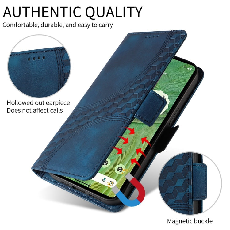 For Samsung Galaxy S25 Ultra 5G Embossed Rhombus Starry Leather Phone Case(Blue) - Galaxy S25 Ultra 5G Cases by buy2fix | Online Shopping UK | buy2fix