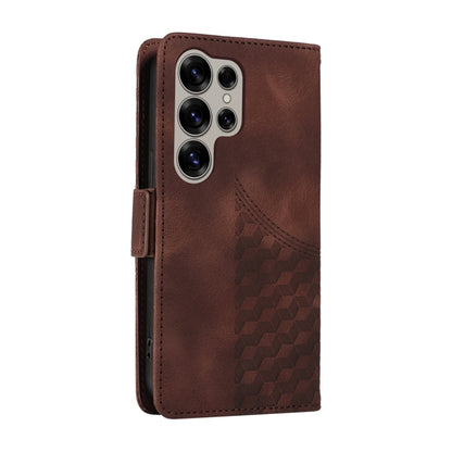 For Samsung Galaxy S25 Ultra 5G Embossed Rhombus Starry Leather Phone Case(Brown) - Galaxy S25 Ultra 5G Cases by buy2fix | Online Shopping UK | buy2fix