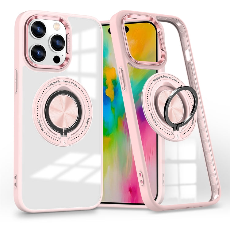 For iPhone 16 Pro Magnetic Rotating Ring Holder Phone Case(Pink) - iPhone 16 Pro Cases by buy2fix | Online Shopping UK | buy2fix