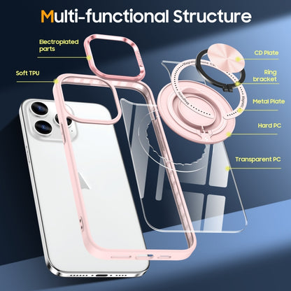 For iPhone 16 Pro Magnetic Rotating Ring Holder Phone Case(Pink) - iPhone 16 Pro Cases by buy2fix | Online Shopping UK | buy2fix