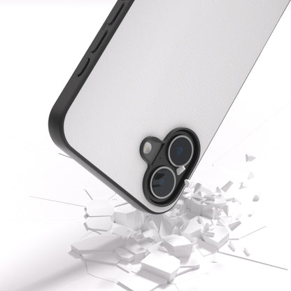 For iPhone 16 Plus PU Leather Black Frame Full Coverage Phone Case(Silver) - iPhone 16 Plus Cases by buy2fix | Online Shopping UK | buy2fix