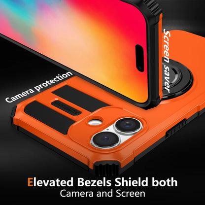 For iPhone 16 Rotating Magnetic Holder Phone Case(Orange) - iPhone 16 Cases by buy2fix | Online Shopping UK | buy2fix