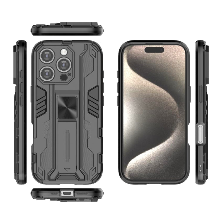 For iPhone 16 Pro Supersonic PC + TPU Holder Phone Case(Black) - iPhone 16 Pro Cases by buy2fix | Online Shopping UK | buy2fix