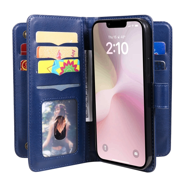 For iPhone SE 2024 Multi-Function Wallet 10 Card Slots Leather Phone Case(Dark Blue) - More iPhone Cases by buy2fix | Online Shopping UK | buy2fix