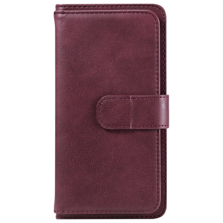 For Samsung Galaxy S25 Ultra 5G Multi-Function Wallet 10 Card Slots Leather Phone Case(Claret) - Galaxy S25 Ultra 5G Cases by buy2fix | Online Shopping UK | buy2fix