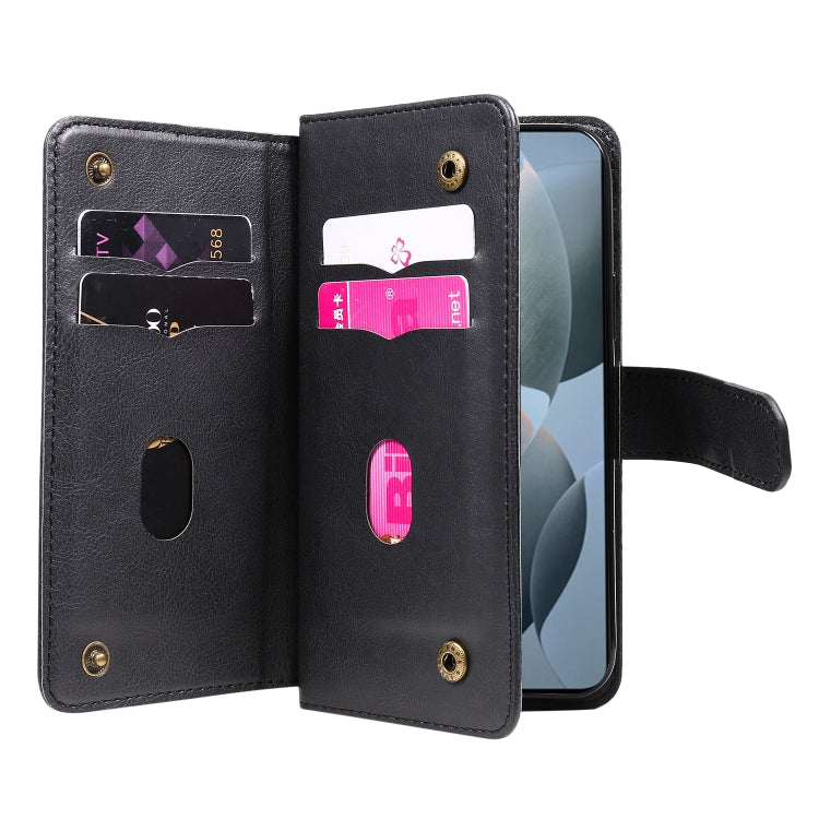 For Redmi K70 Multi-Function Wallet 10 Card Slots Leather Phone Case(Black) - K70 Cases by buy2fix | Online Shopping UK | buy2fix