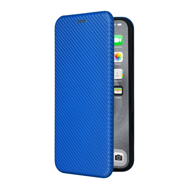 For iPhone 16 Pro Carbon Fiber Texture Flip Leather Phone Case(Blue) - iPhone 16 Pro Cases by buy2fix | Online Shopping UK | buy2fix