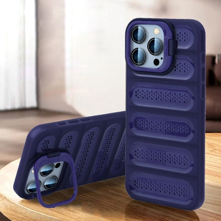 For iPhone 16 Pro Max Invisible Holder Cooling Phone Case(Transparent Purple) - iPhone 16 Pro Max Cases by buy2fix | Online Shopping UK | buy2fix