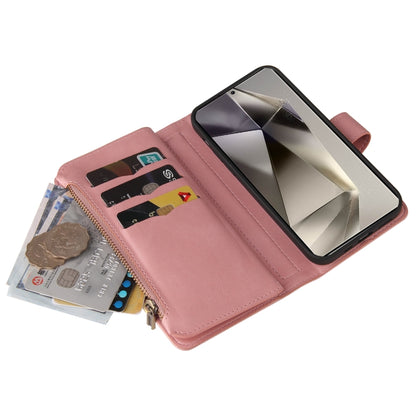 For Samsung Galaxy S25 Ultra 5G Skin Feel Multi Card Slots Zipper Wallet Leather Phone Case(Pink) - Galaxy S25 Ultra 5G Cases by buy2fix | Online Shopping UK | buy2fix