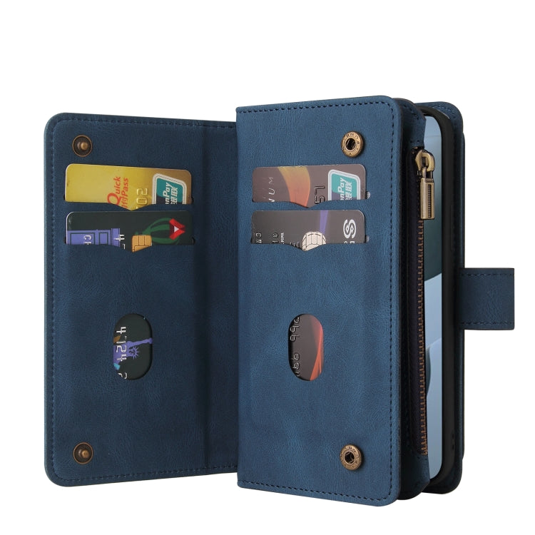 For Xiaomi Poco F6 Pro Skin Feel Multi Card Slots Zipper Wallet Leather Phone Case(Blue) - Xiaomi Cases by buy2fix | Online Shopping UK | buy2fix