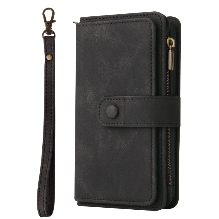 For Xiaomi 14T Pro Skin Feel Multi Card Slots Zipper Wallet Leather Phone Case(Black) - 14T Pro Cases by buy2fix | Online Shopping UK | buy2fix