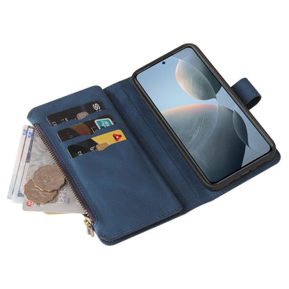 For Xiaomi 14T Skin Feel Multi Card Slots Zipper Wallet Leather Phone Case(Blue) - 14T Cases by buy2fix | Online Shopping UK | buy2fix