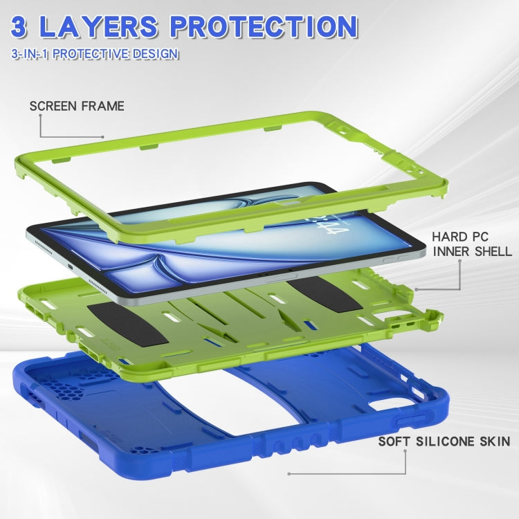 For iPad Air 11 2024 3-Layer Silicone Hybrid PC Tablet Case(Blue Lime) - iPad Air 11 2024 Cases by buy2fix | Online Shopping UK | buy2fix